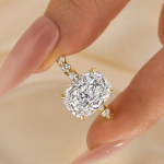S925 Honorable Yellow Gold/White Gold Crushed Ice Cushion Cut Engagement Ring
