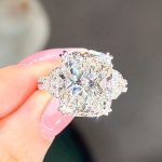 S925 Maxine Romantic Elongated Cushion Cut Three Stone Engagement Ring