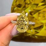S925 Gorgeous Two-tone Pear Cut Yellow Sapphire Engagement Ring