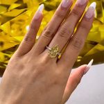 S925 Gorgeous Two-tone Pear Cut Yellow Sapphire Engagement Ring - Image 2