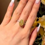 S925 Gorgeous Two-tone Pear Cut Yellow Sapphire Engagement Ring - Image 3