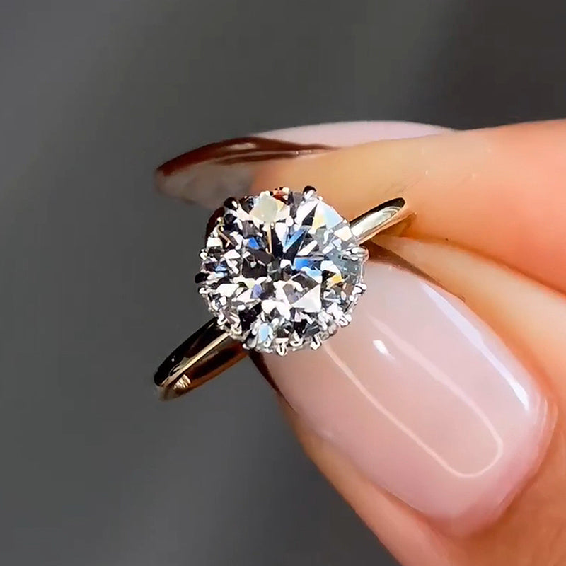 ER1262YMSS-3 S925 2.0 Carat Moissanite Precious Two-tone Engagement Ring - Image 1