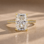 S925 Maxine Cathedral Moissanite 4.5 Carat Yellow Gold Radiant Cut Engagement Ring - Image 4