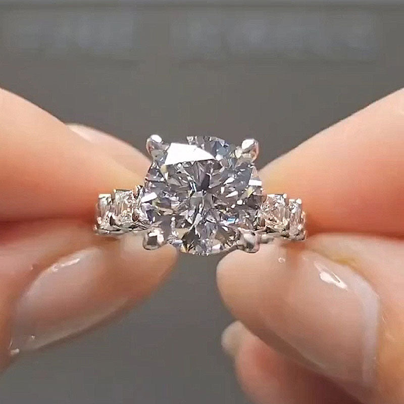 ER1297PS-1 S925 Maxine Luxury 4.0 CT Round Cut Engagement Ring - Image 1