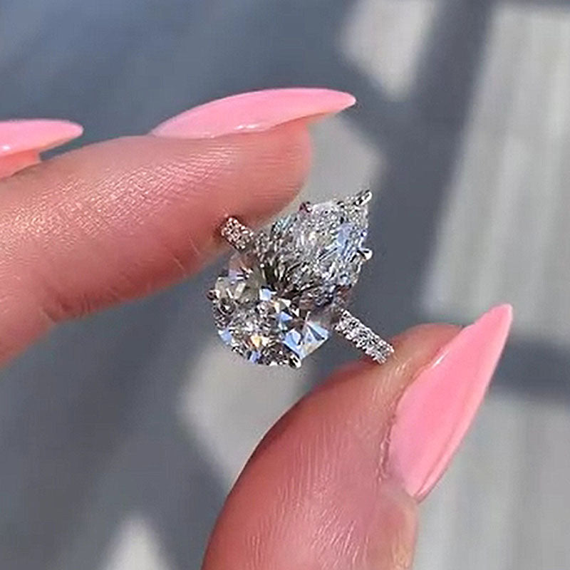 ER1301PS-5 S925 4.5Ct Excellent Pear Cut Engagement Ring - Image 1