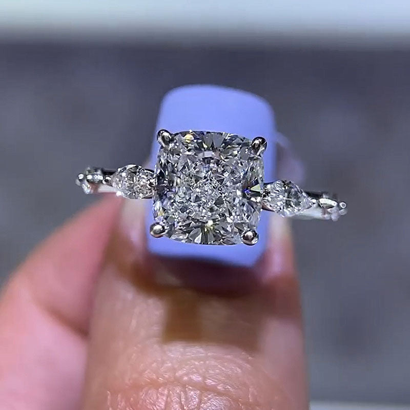 ER1316PS-1 S925 Maxine Exquisite Crushed Ice Cushion Cut Engagement Ring - Image 1