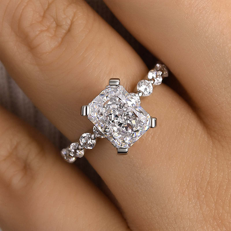 ER131S-3 S925 Maxine Vintage Crushed Ice Radiant Cut Engagement Ring - Image 1