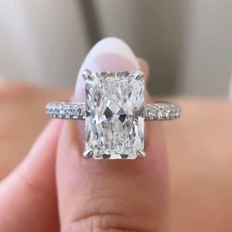ER1360 S925 Maxine 5.0Ct Elongated Radiant Cut Engagement Ring - Image 1