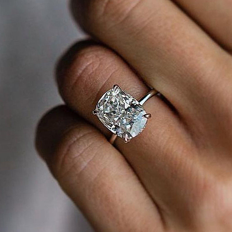 ER1364PS-2 S925 Maxine Solitaire 6.5Ct Elongated Cushion Cut Engagement Ring Travel Ring - Image 1
