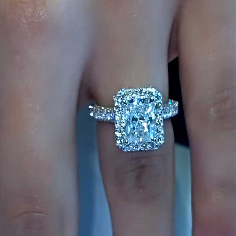 ER1388PS-2 S925 Maxine Noble Halo Radiant Cut Engagement Ring - Image 1
