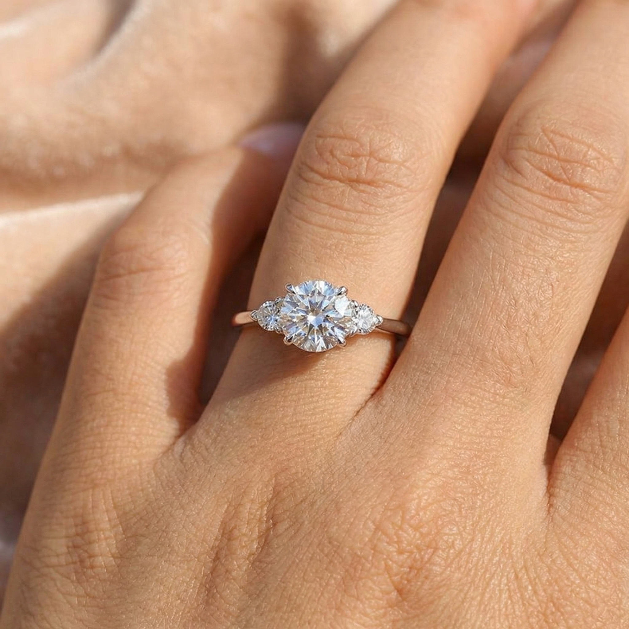 ER1390-3- S925 Maxine Special Moissanite 1.2 Carat Round Cut Engagement Ring In Sterling Silver - Image 1