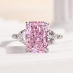 S925 Maxine Pink Stone Radiant Cut Three Stone Engagement Ring - Image 5