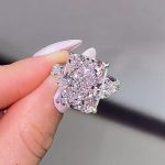 S925 Maxine Pink Stone Radiant Cut Three Stone Engagement Ring - Image 3
