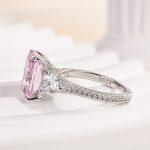 S925 Maxine Pink Stone Radiant Cut Three Stone Engagement Ring - Image 6