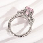 S925 Maxine Pink Stone Radiant Cut Three Stone Engagement Ring - Image 7