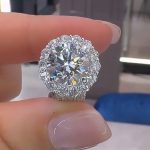 S925 Maxine Unique Halo Design Round Cut Engagement Ring In Sterling Silver