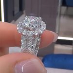 S925 Maxine Unique Halo Design Round Cut Engagement Ring In Sterling Silver - Image 3