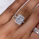 S925 Moissanite 3.5Ct Radiant Cut Halo Engagement Ring In Sterling Silver