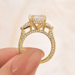 S925 5.0 Carat Radiant Cut Three Stone White Gold And Yellow Gold Engagement Ring With Hidden Halo - Image 9