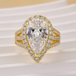 S925 Maxine Vintage Split Shank Halo 4.5Ct Pear Cut Engagement Ring In Sterling Silver - Image 7