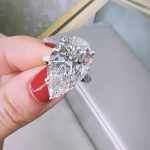 S925 Maxine Honorable 8.0 Carat Pear Cut Simulated Diamond Engagement Ring In Sterling Silver - Image 3