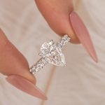 S925 Moissanite 4.0Ct Pear Cut Engagement Ring Travel Ring In Sterling Silver