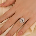 S925 Vintage 3.0Ct Halo Emerald Cut White Stone Engagement Ring In Sterling Silver - Image 5