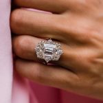 S925 Vintage 3.0Ct Halo Emerald Cut White Stone Engagement Ring In Sterling Silver