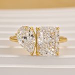 S925 Toi et Moi Radiant & Pear Cut Engagement Ring In Sterling Silver - Image 3