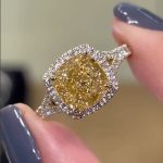 S925 Maxine Cushion Cut Yellow Sapphire Split Shank Travel Ring In Sterling Silver