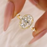 S925 3.0Ct Halo Oval Cut Yellow Gold Promise Ring Engagement Ring For Her - Image 2