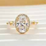 S925 3.0Ct Halo Oval Cut Yellow Gold Promise Ring Engagement Ring For Her - Image 4