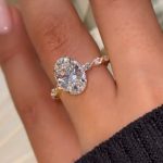 S925 3.0Ct Halo Oval Cut Yellow Gold Promise Ring Engagement Ring For Her