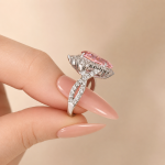 S925 Vintage 4.0Ct Pink Stone Halo Pear Cut Twist Engagement Ring In Sterling Silver - Image 5