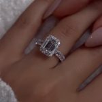 S925 Maxine Dainty 2.5Ct Halo Emerald Cut Engagement Ring For Women - Image 2
