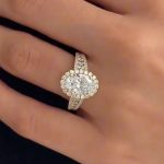 S925 4.0Ct Halo Oval Cut Split Shank Engagement Ring Promise Ring For Her
