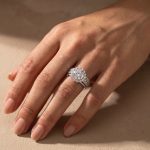 S925 Moissanite Halo Split Shank 4.0Ct Round Cut White Gold Engagement Ring - Image 2
