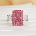 S925 10.0Ct Pink Stone Radiant Cut Side Stone Engagement Ring Travel Ring In Sterling Silver - Image 4