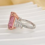S925 10.0Ct Pink Stone Radiant Cut Side Stone Engagement Ring Travel Ring In Sterling Silver - Image 5