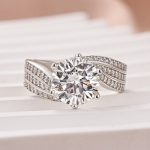 S925 Moissanite 3.0 Ct Round Cut Twist White Gold Promise Ring - Image 5