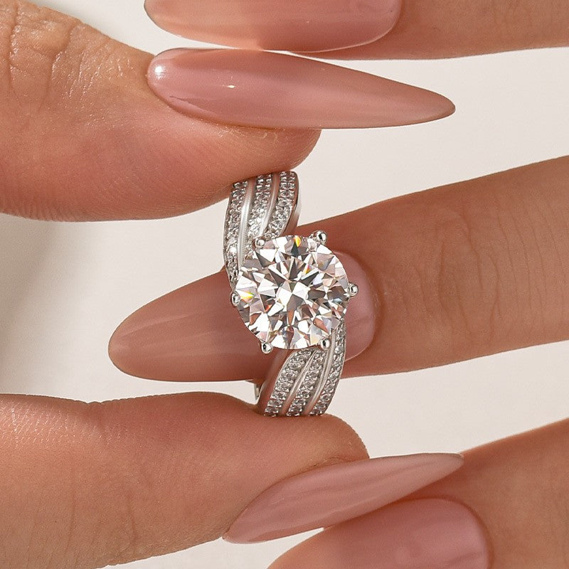 ER1538PM-7-1754904732 S925 Moissanite 3.0 Ct Round Cut Twist White Gold Promise Ring - Image 1
