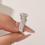 S925 Moissanite 3.0 Ct Round Cut Twist White Gold Promise Ring - Image 2