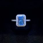 S925 3.0Ct Radiant Cut Halo Engagement Ring Travel Ring In Sterling Silver - Image 3
