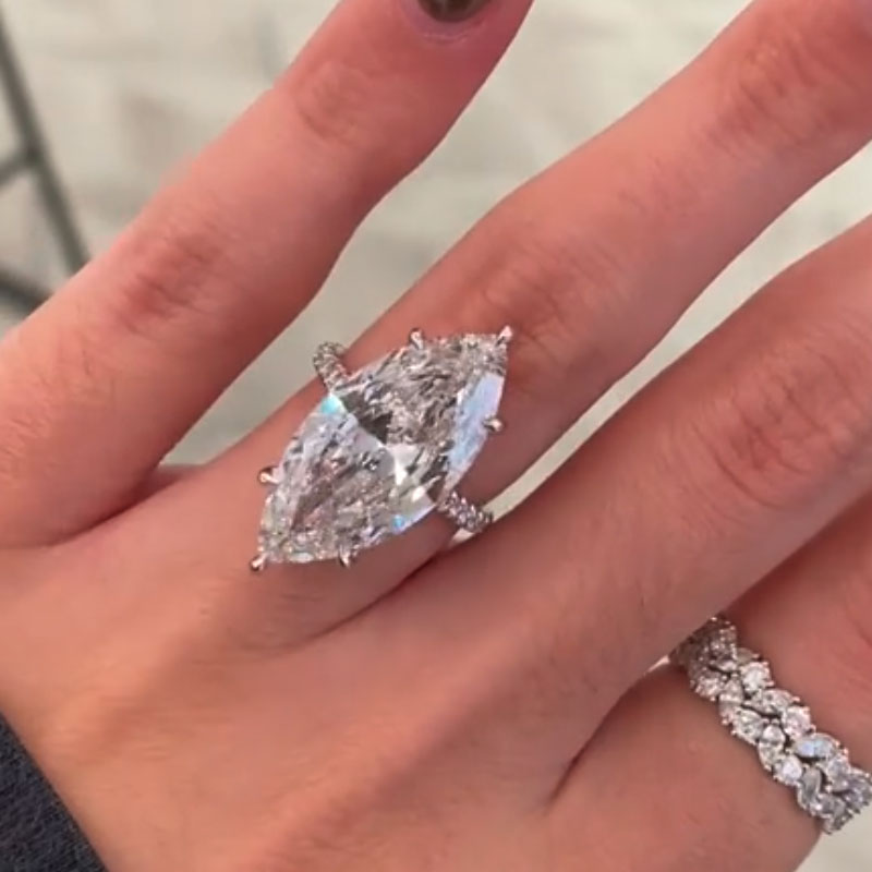 ER1558PS-1 S925 6.0Ct/4.0Ct/2.0Ct Marquise Cut Engagement Ring Travel Ring For Her In Sterling Silver - Image 1