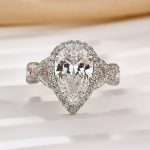 S925 4.0Ct Halo Pear Cut Twist Travel Ring In Sterling Silver - Image 4