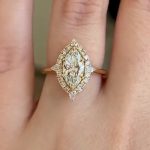 S925 Vinatge Moissanite 1.5Ct Marquise Cut Halo Engagement Ring Travel Ring For Her