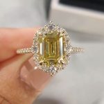 S925 Vintage 3.5Ct Emerald Cut Yellow Stone Engagement Ring In Sterling Silver