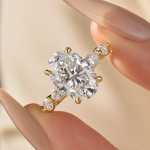 Moissanite 5.5Ct Oval Cut with 1.5Ct Side Stone Marquise Cut Engagement Ring in S925 Sterling Silver