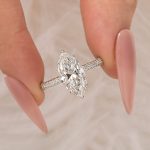 S925 Moissanite 3.0Ct Marquise Cut Classic Engagement Ring In Sterling Silver