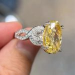 S925 Luxe 8.0Ct Yellow Oval Cut Three Stone Engagement Ring In Sterling Silver - Image 2